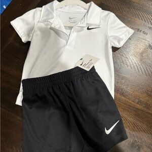 Nike Kids White Polo with Black Shorts